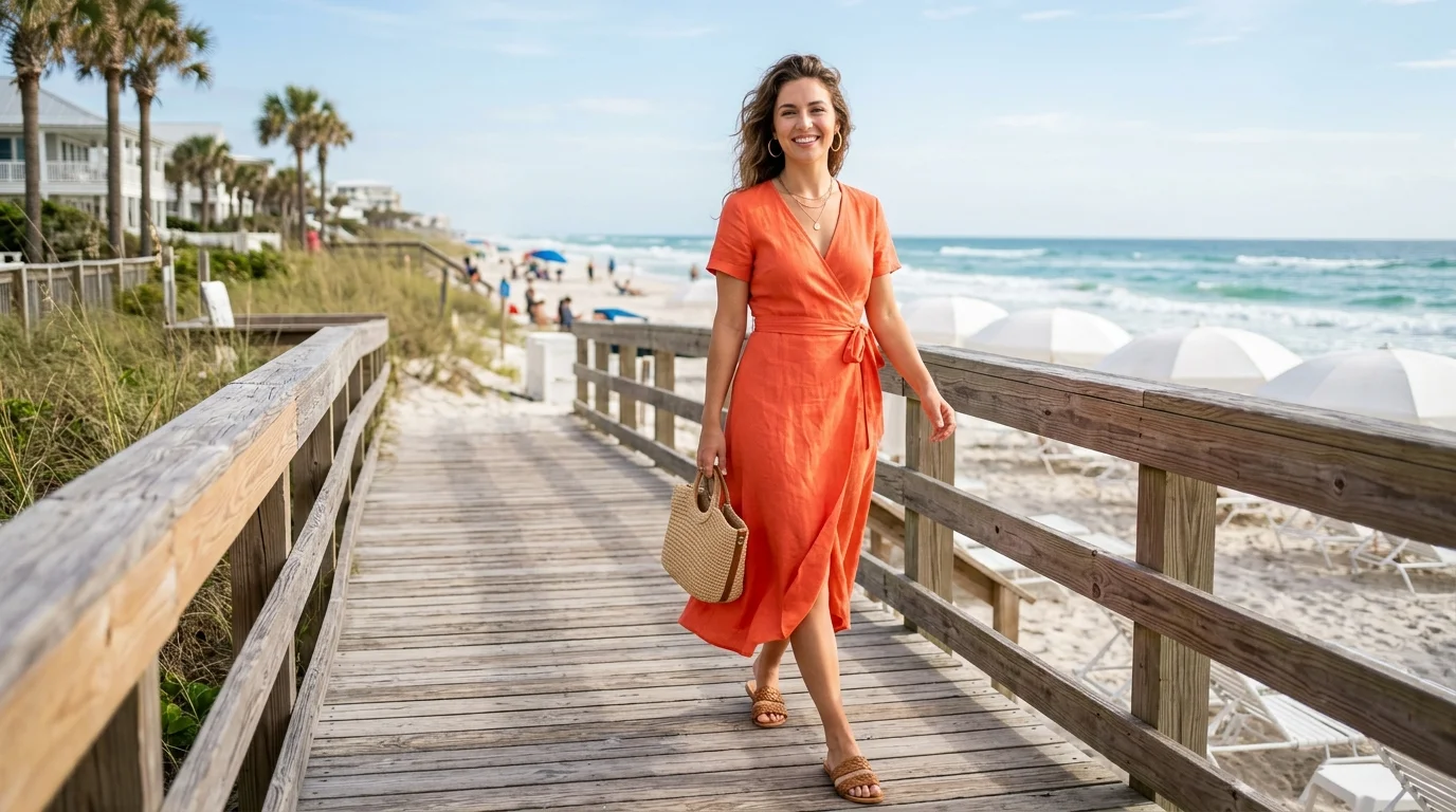Coral Wrap Dress