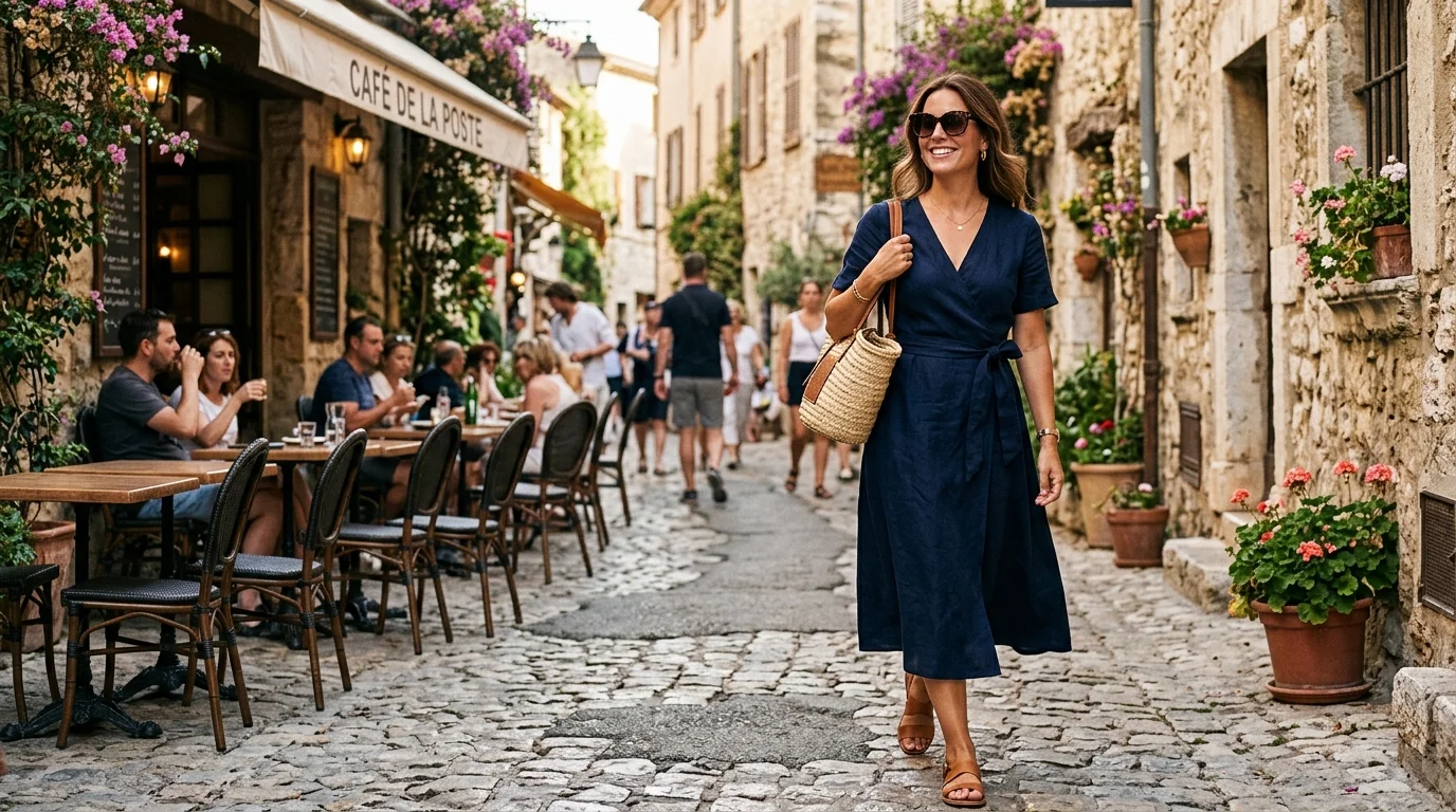 Navy Belted Dress