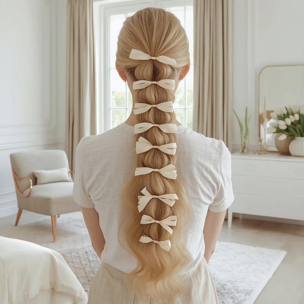 Ribbon Bubble Ponytail