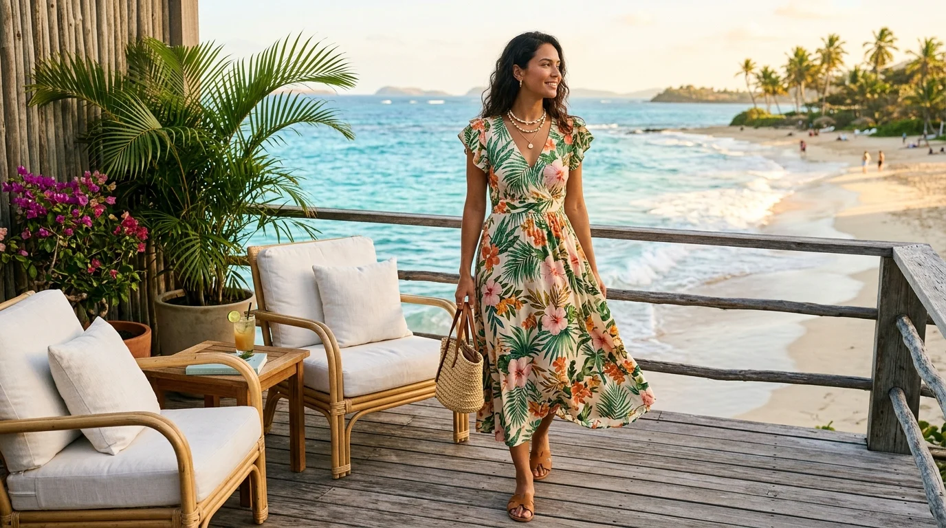 Tropical Print Midi