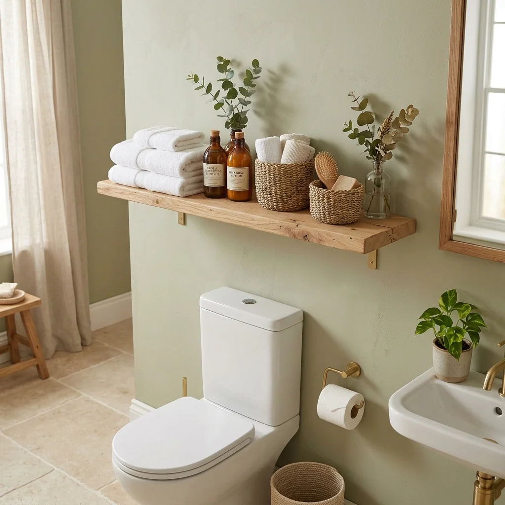 Wooden Bathroom Shelf