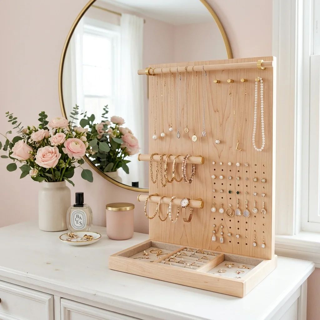 Wooden Jewelry Stand