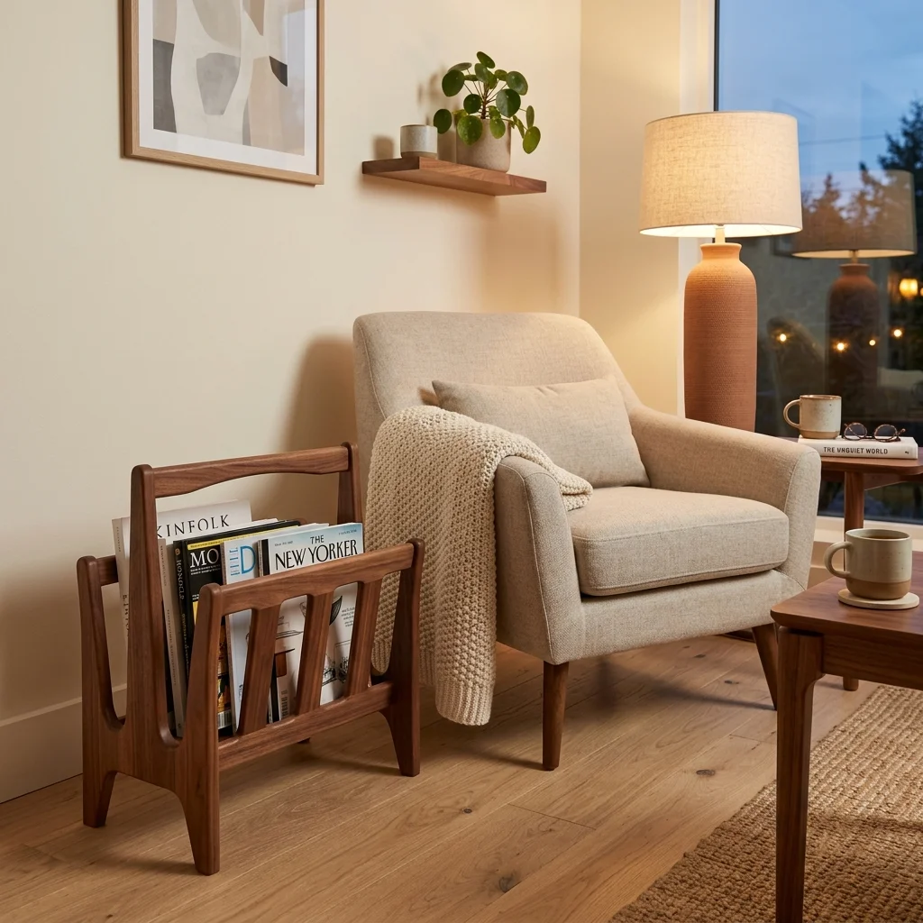 Wooden Magazine Rack