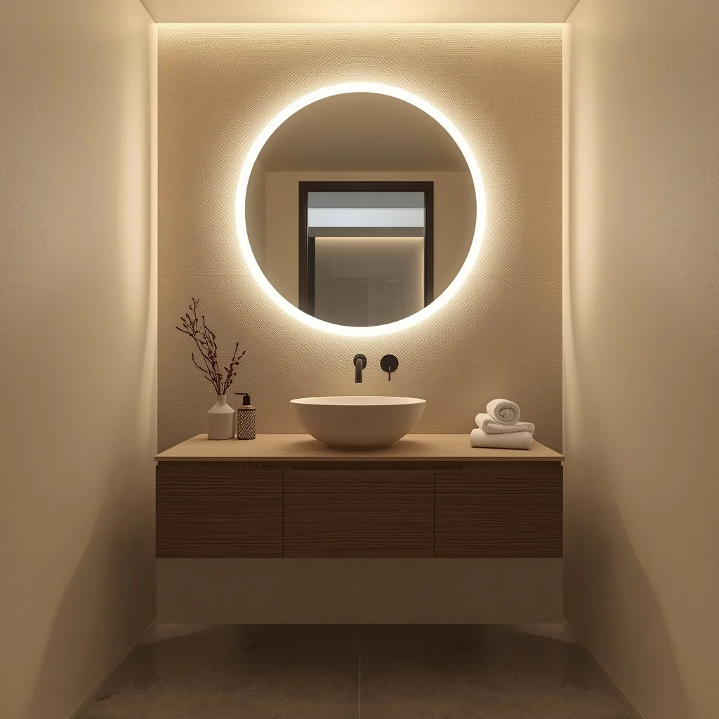 Backlit Round Mirror