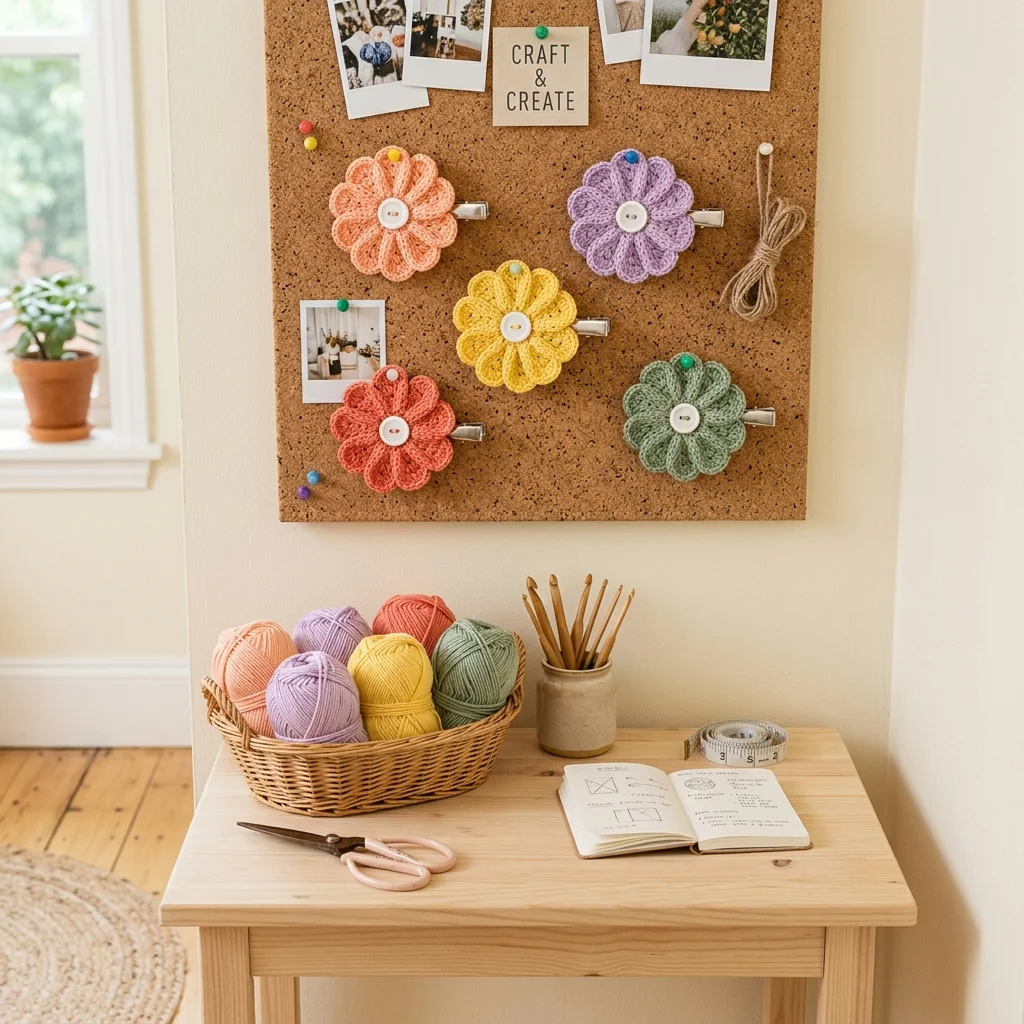 Crochet Flower Clips