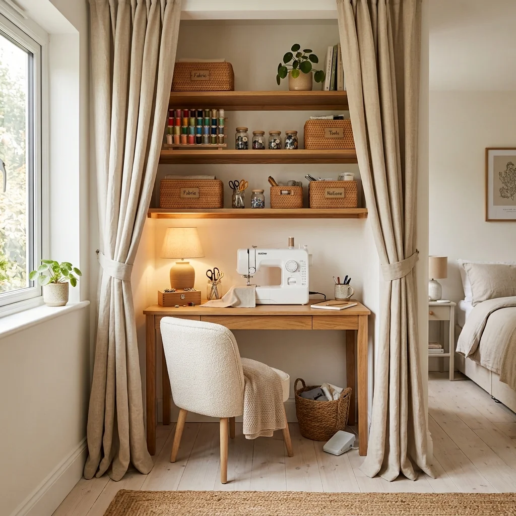 Curtain-Hidden Nook