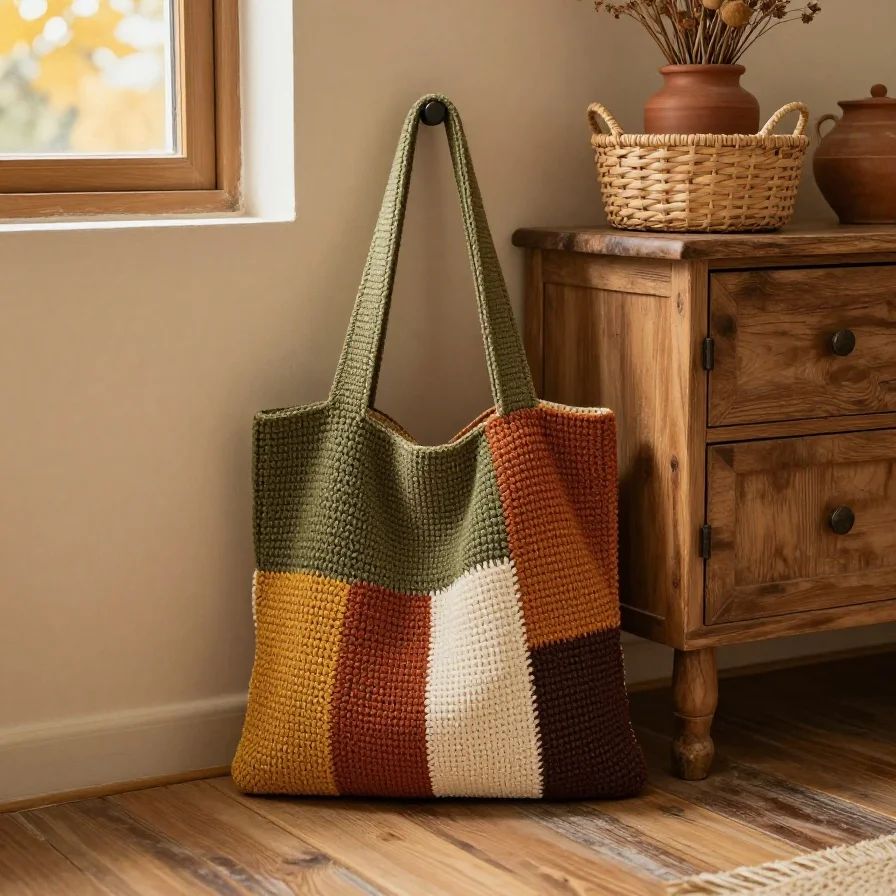 Earthy Patchwork Tote