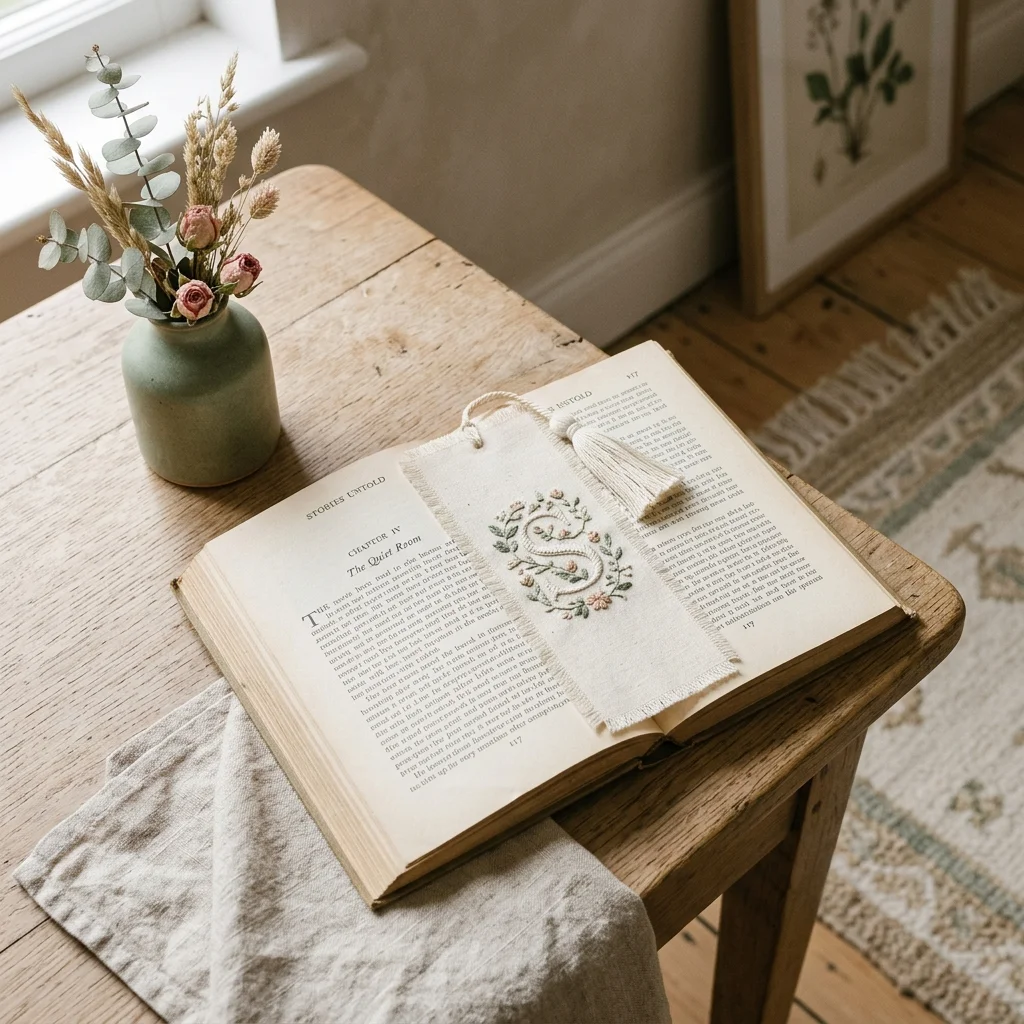 Embroidered Initial Bookmark