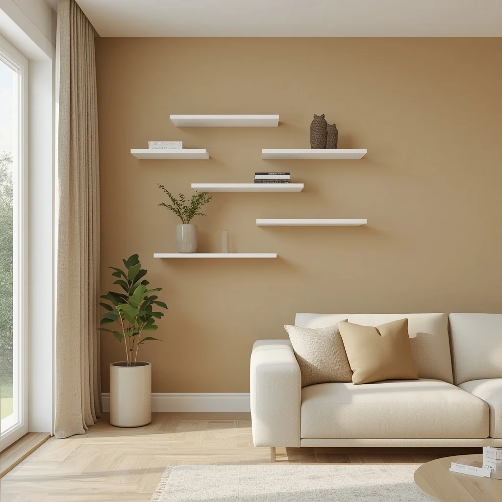 Floating White Shelves