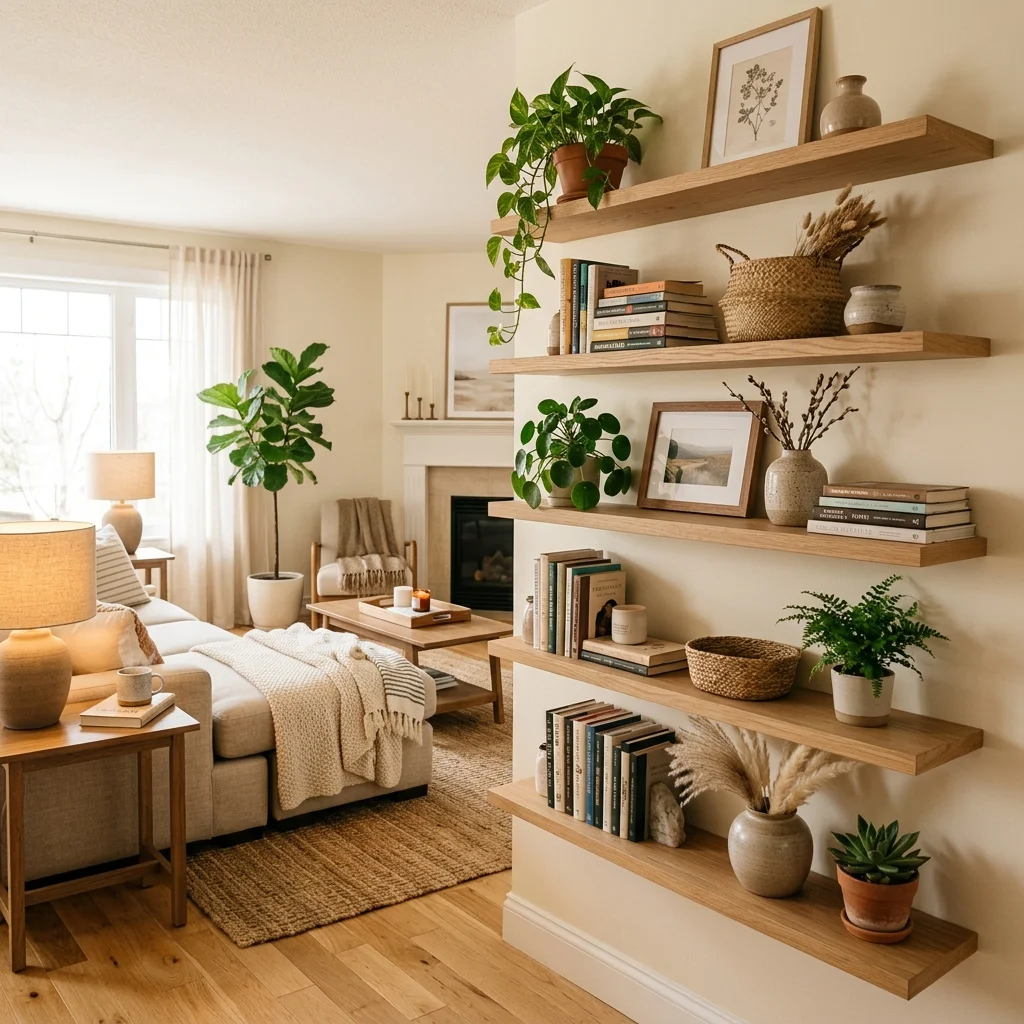 Floating Wood Shelves