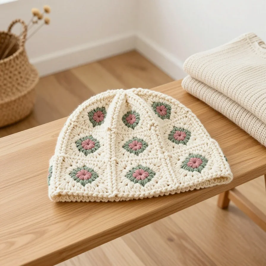 Floral Crochet Beanie