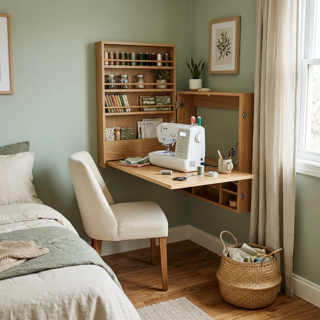 Fold-Down Sewing Desk