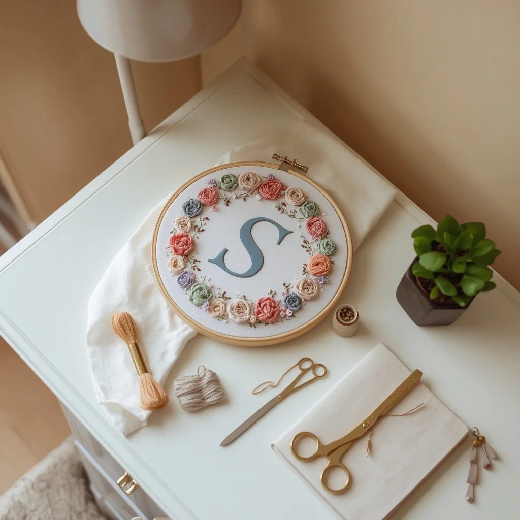 Monogrammed Floral Hoop