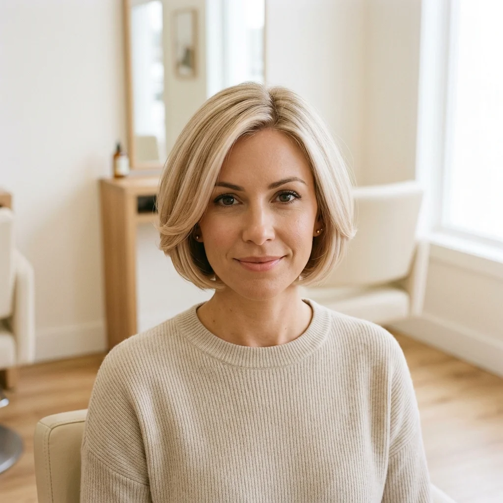 Rounded Blonde Bob