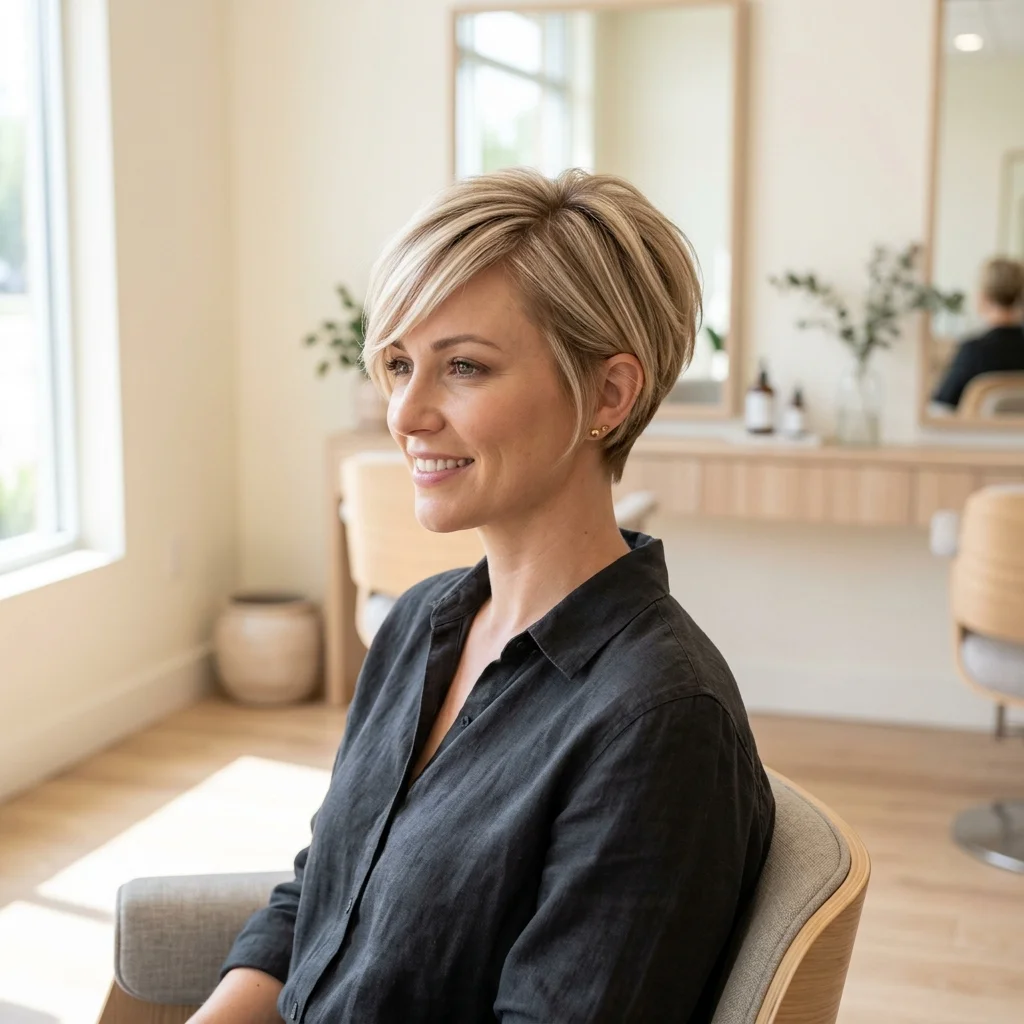 Side-Swept Blonde Cut