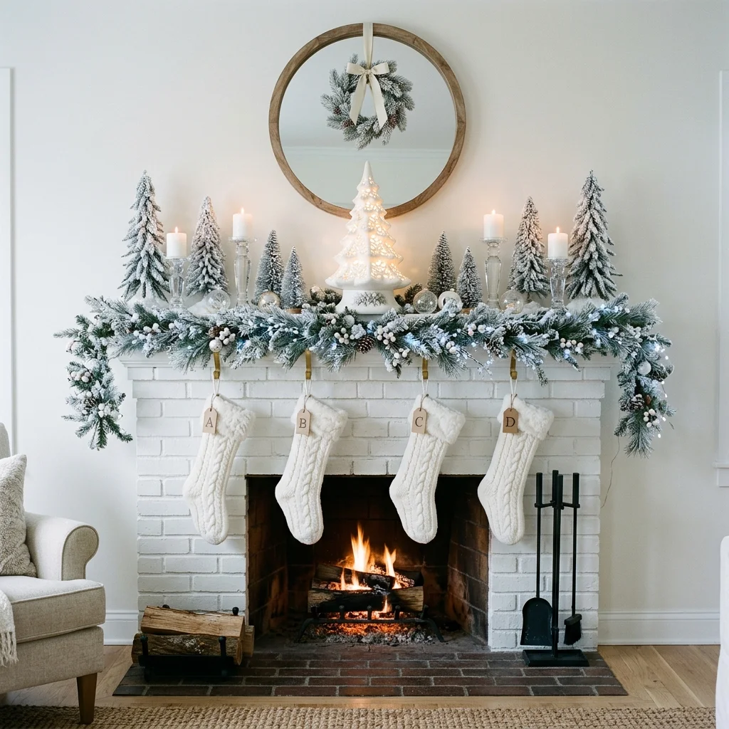 Snowy Mantel Scene