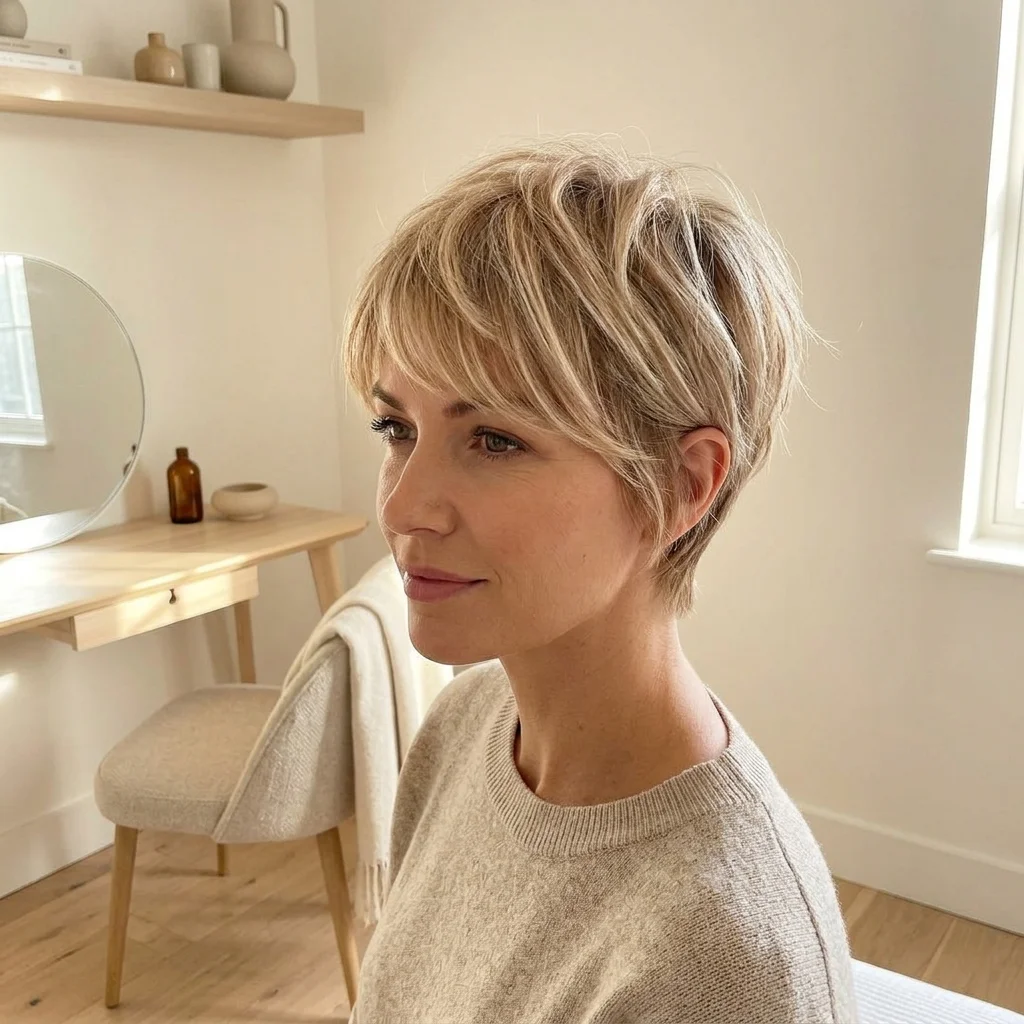 Tousled Blonde Pixie