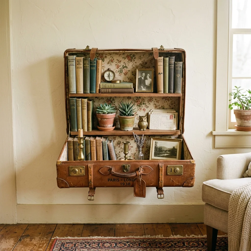 Vintage Suitcase Shelf