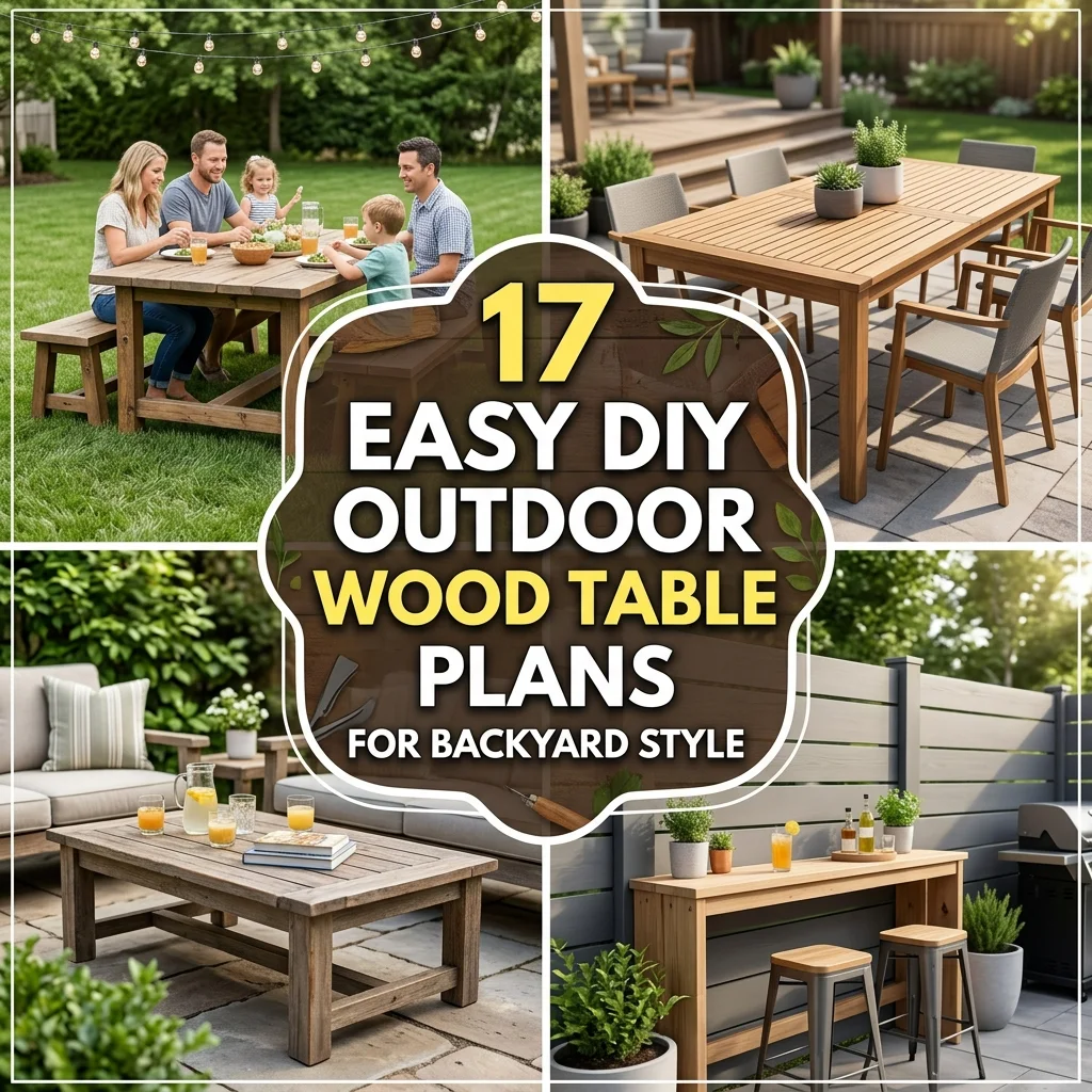17 Easy DIY Outdoor Wood Table Plans for Backyard Style