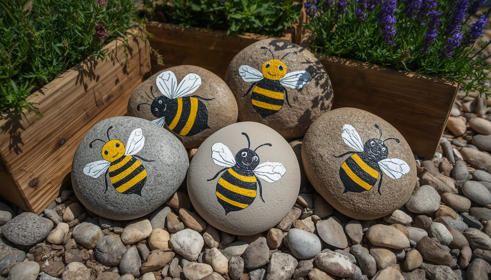 Bee-Themed Pebbles