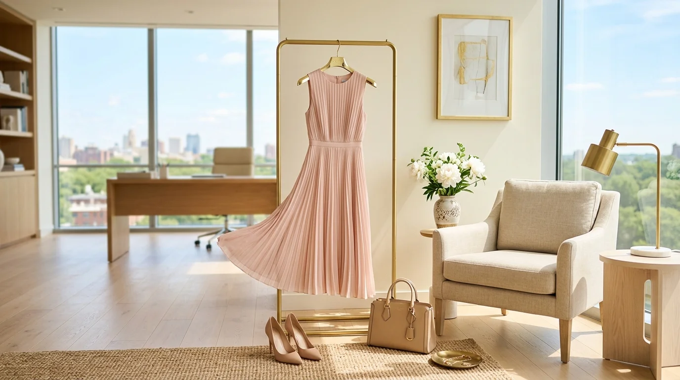 Blush Pleated Dress