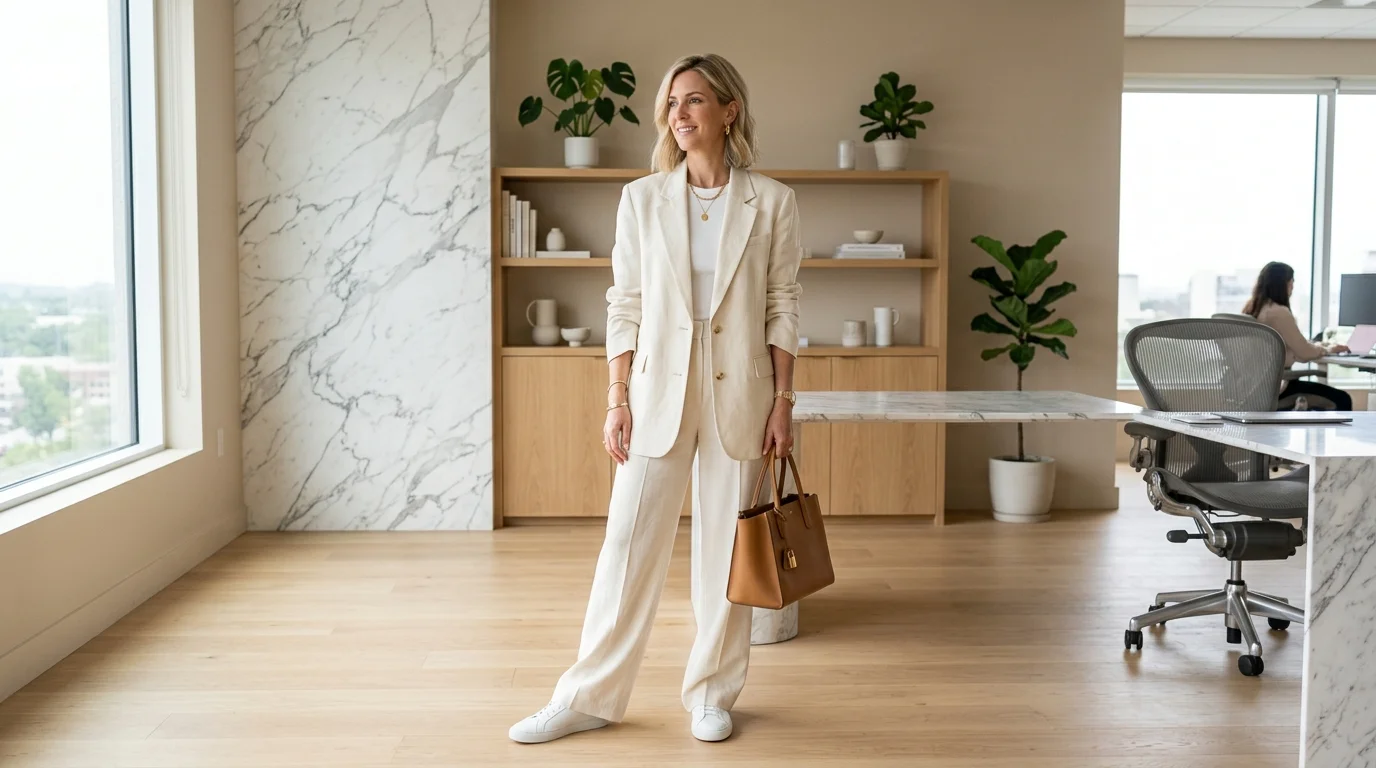 Cream Wide Suit