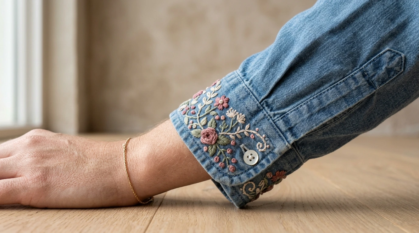 Embroidered Cuff Detail