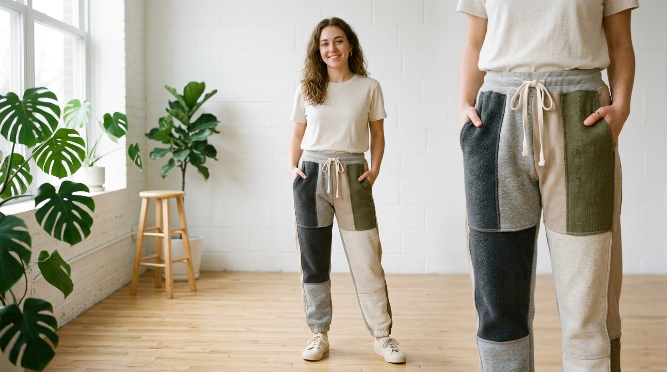 Mixed Fabric Joggers 