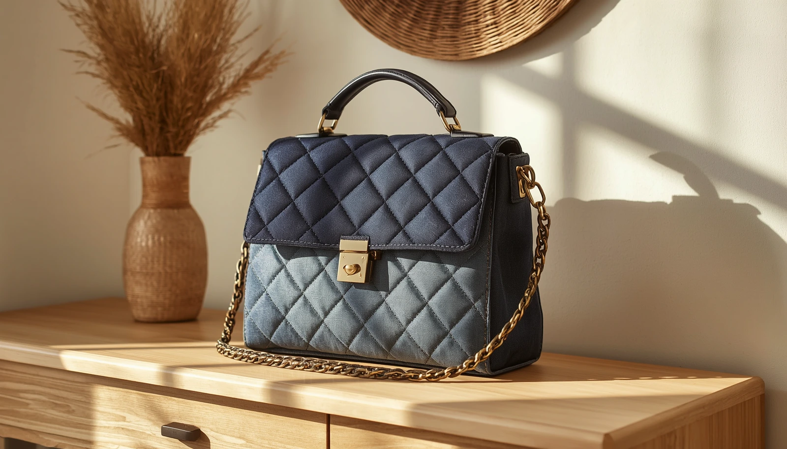 Quilted Denim Satchel