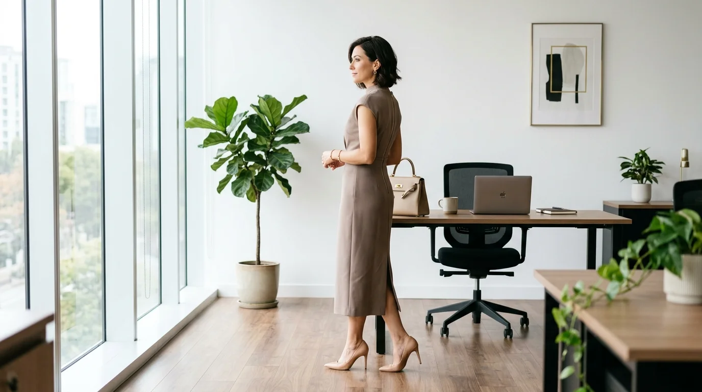 Taupe Column Dress