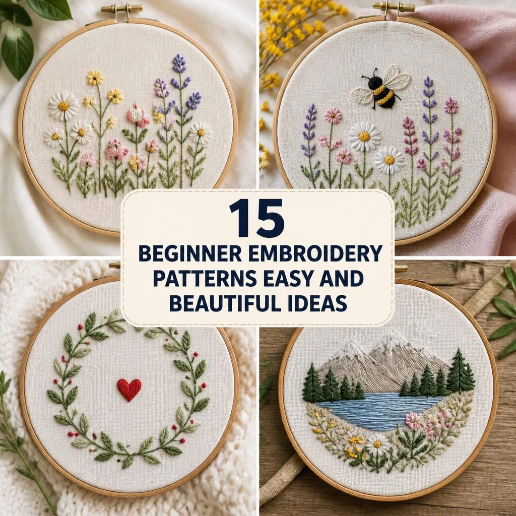 15 Beginner Embroidery Patterns Easy and Beautiful Ideas