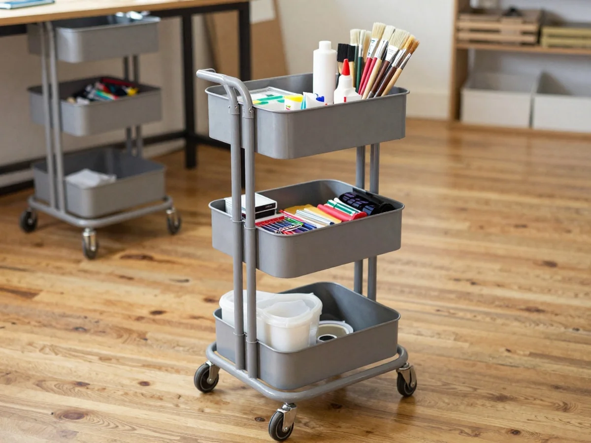 Rolling Craft Supply Carts - 15 Creative Craft Room Shelving Ideas for Storage
