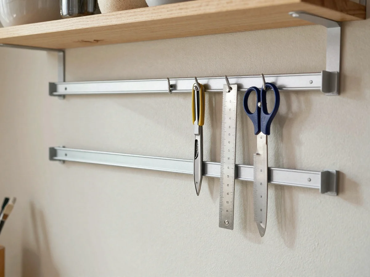Wall-Mounted Shelving Rails - 15 Creative Craft Room Shelving Ideas for Storage