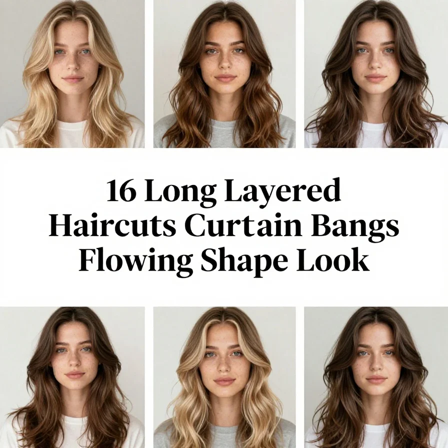 16 Long Layered Haircuts Curtain Bangs Flowing Shape Look