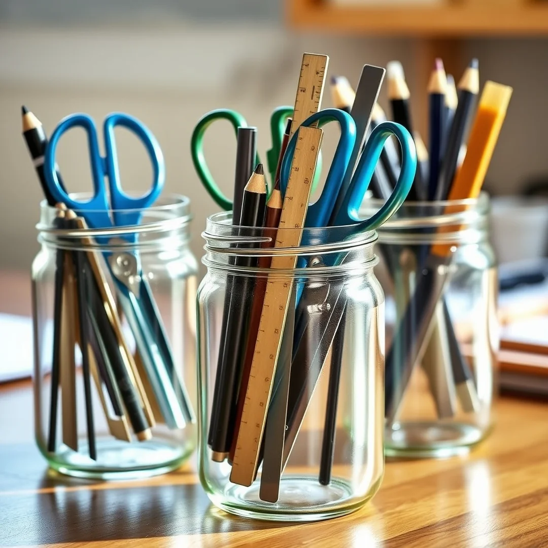 Mason Jar Organizers - 16 DIY Stationery Organizer Ideas for Home Desk