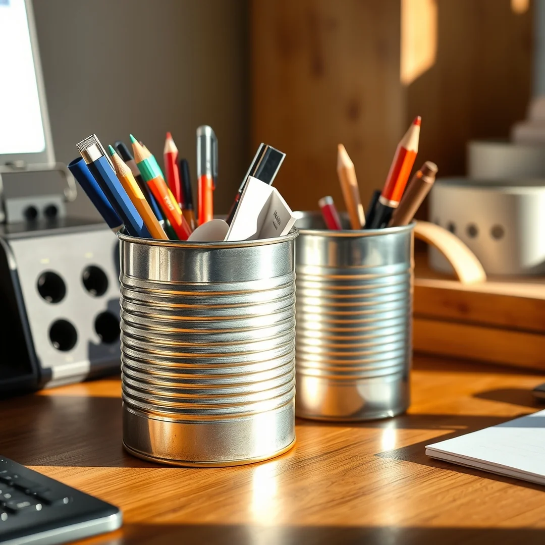 Tin Can Holders - 16 DIY Stationery Organizer Ideas for Home Desk