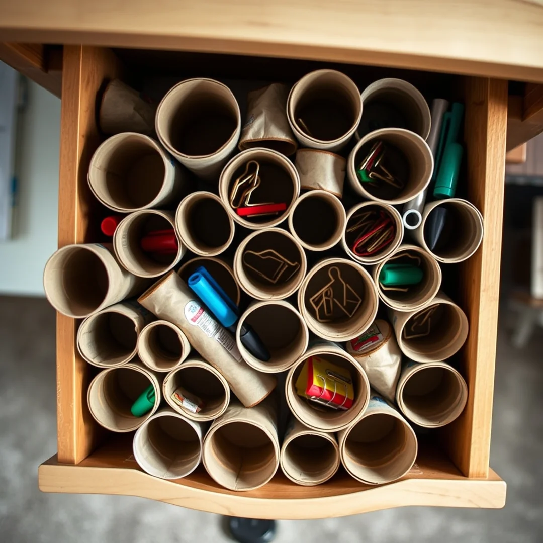 Toilet Roll Dividers - 16 DIY Stationery Organizer Ideas for Home Desk