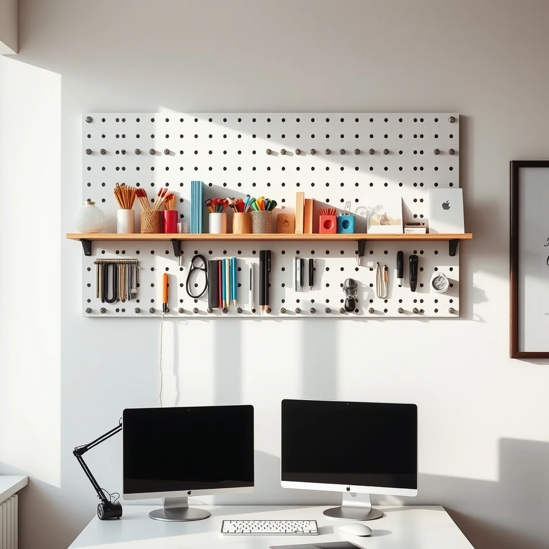 Wall Mounted Pegboard - 16 DIY Stationery Organizer Ideas for Home Desk