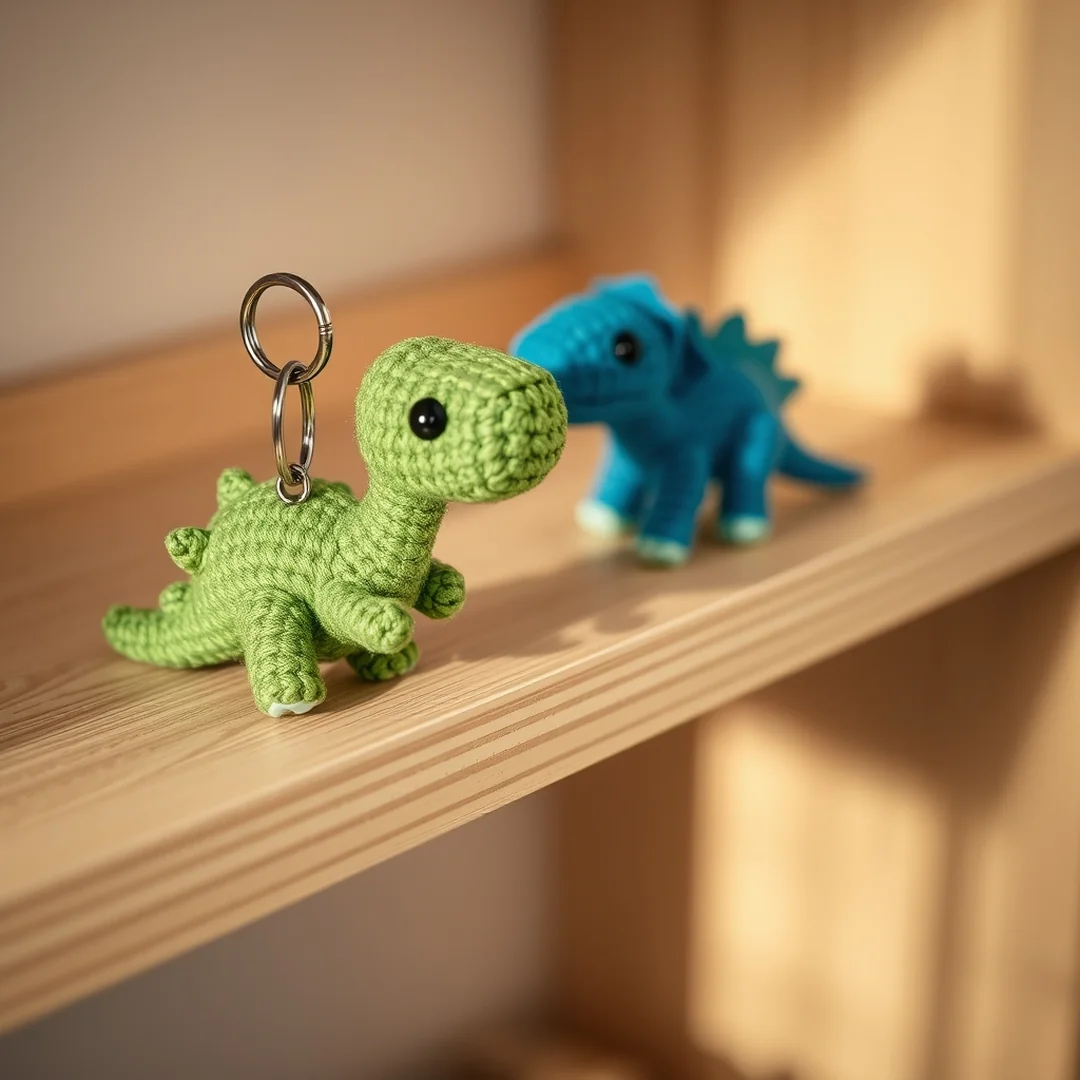 Dino Plushie Keyrings - 17 Couple Crochet Keychain Ideas Cute Matching Gifts