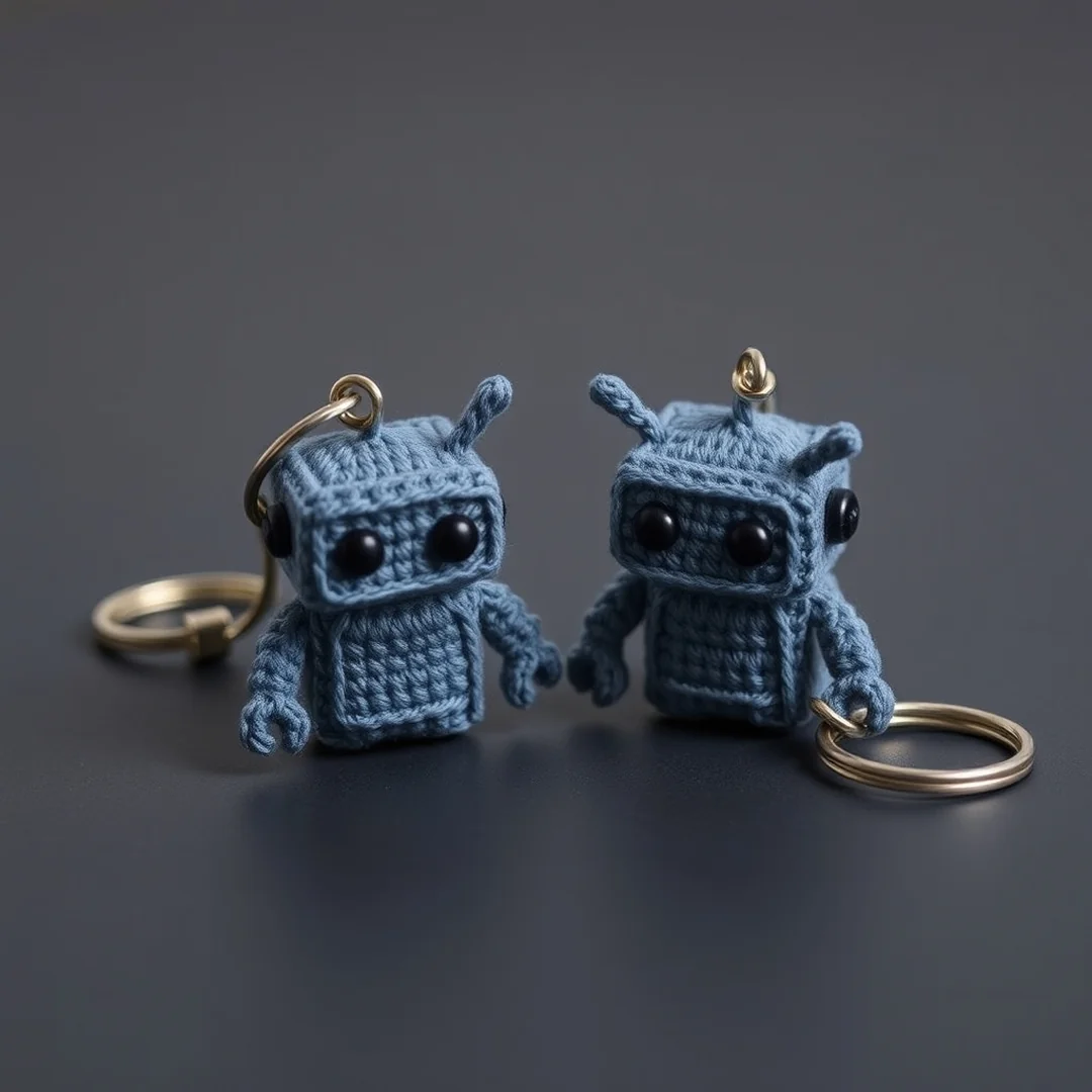 Mini Robot Friends - 17 Couple Crochet Keychain Ideas Cute Matching Gifts