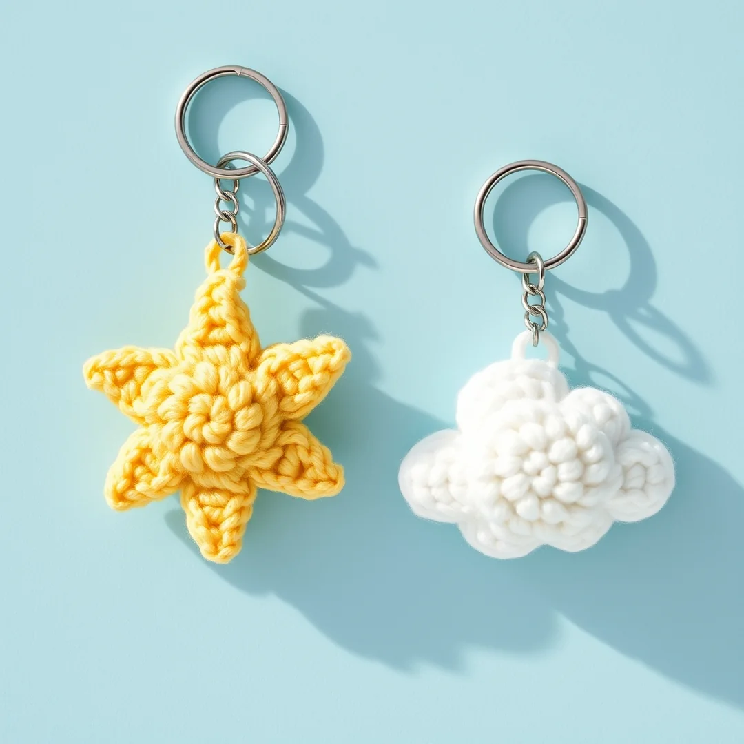 Star and Cloud - 17 Couple Crochet Keychain Ideas Cute Matching Gifts