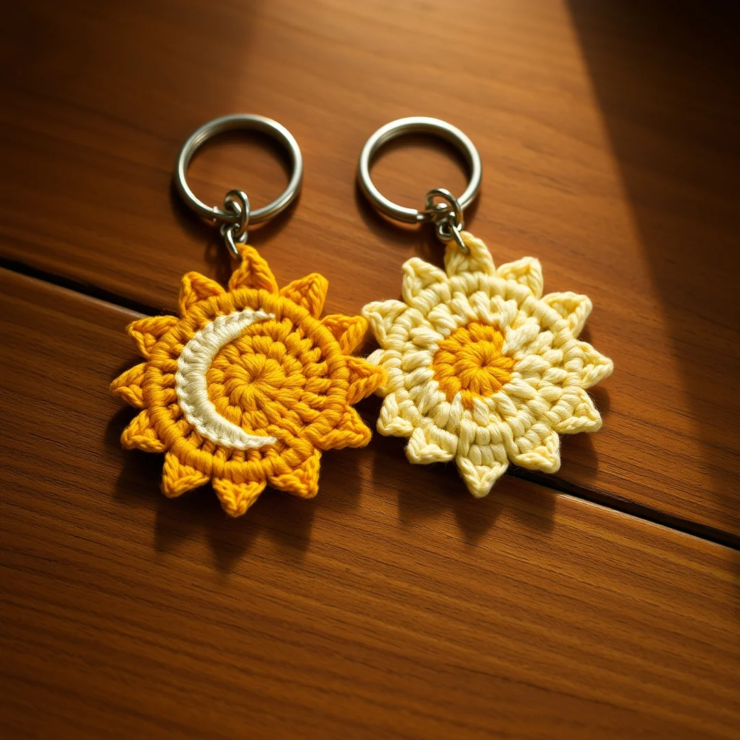 Sun and Moon - 17 Couple Crochet Keychain Ideas Cute Matching Gifts