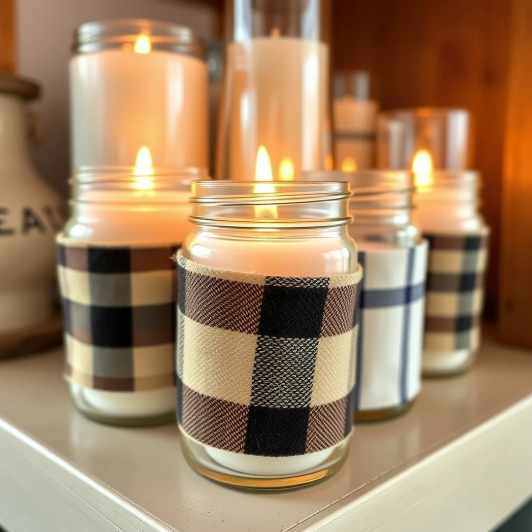 Flannel Wrapped Candles - 17 Cozy Flannel DIY Ideas for Warm Stylish Home Projects