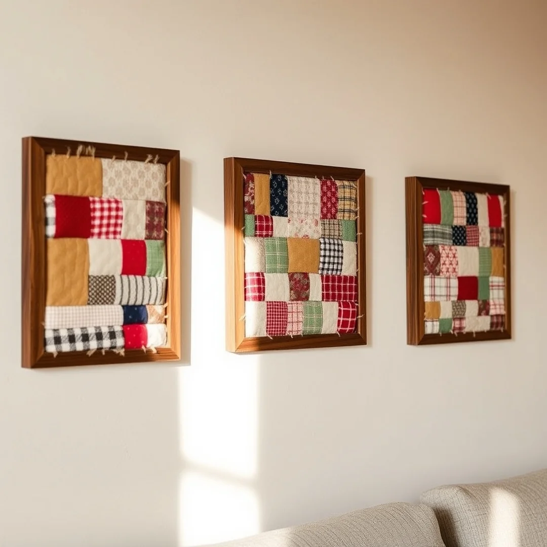 Patchwork Wall Art - 17 Cozy Flannel DIY Ideas for Warm Stylish Home Projects
