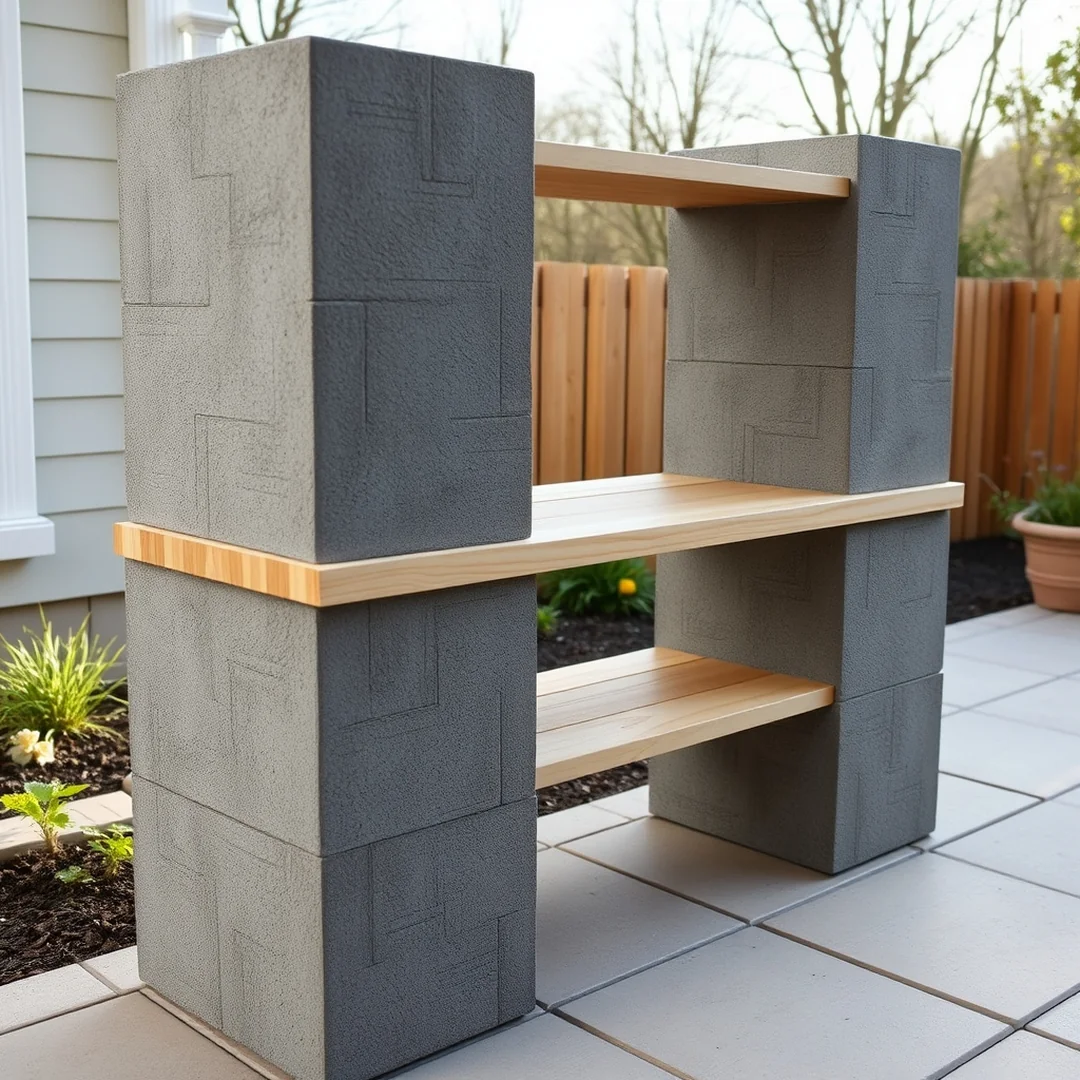 Cinder Block Stands - 17 Creative DIY Outdoor Shelf Ideas for Storage