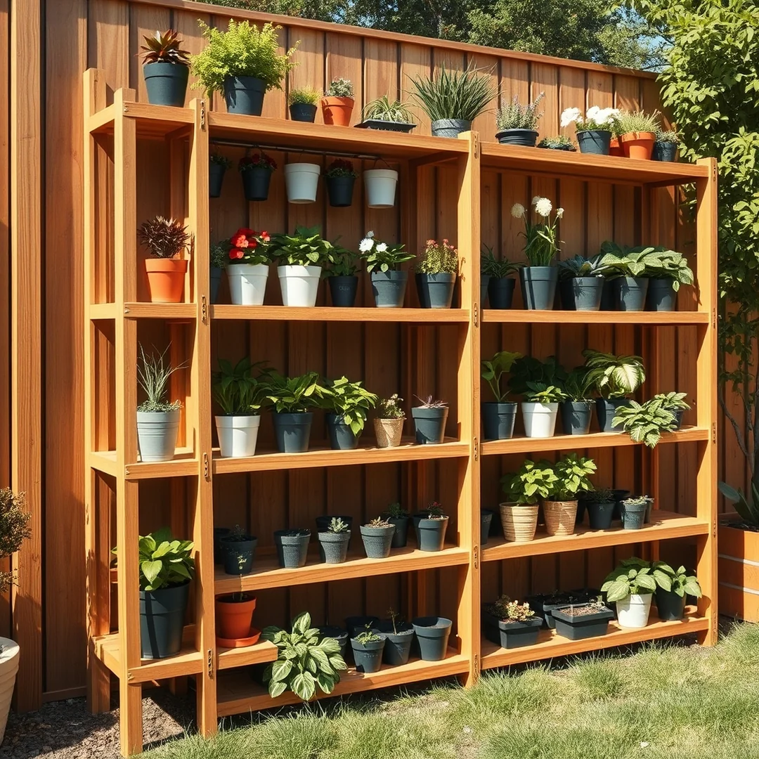 Custom Tiered Planter Shelves - 17 Creative DIY Outdoor Shelf Ideas for Storage