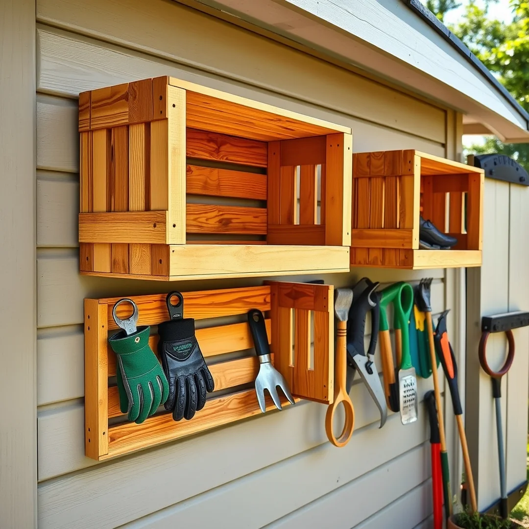 Wall Mounted Crates - 17 Creative DIY Outdoor Shelf Ideas for Storage