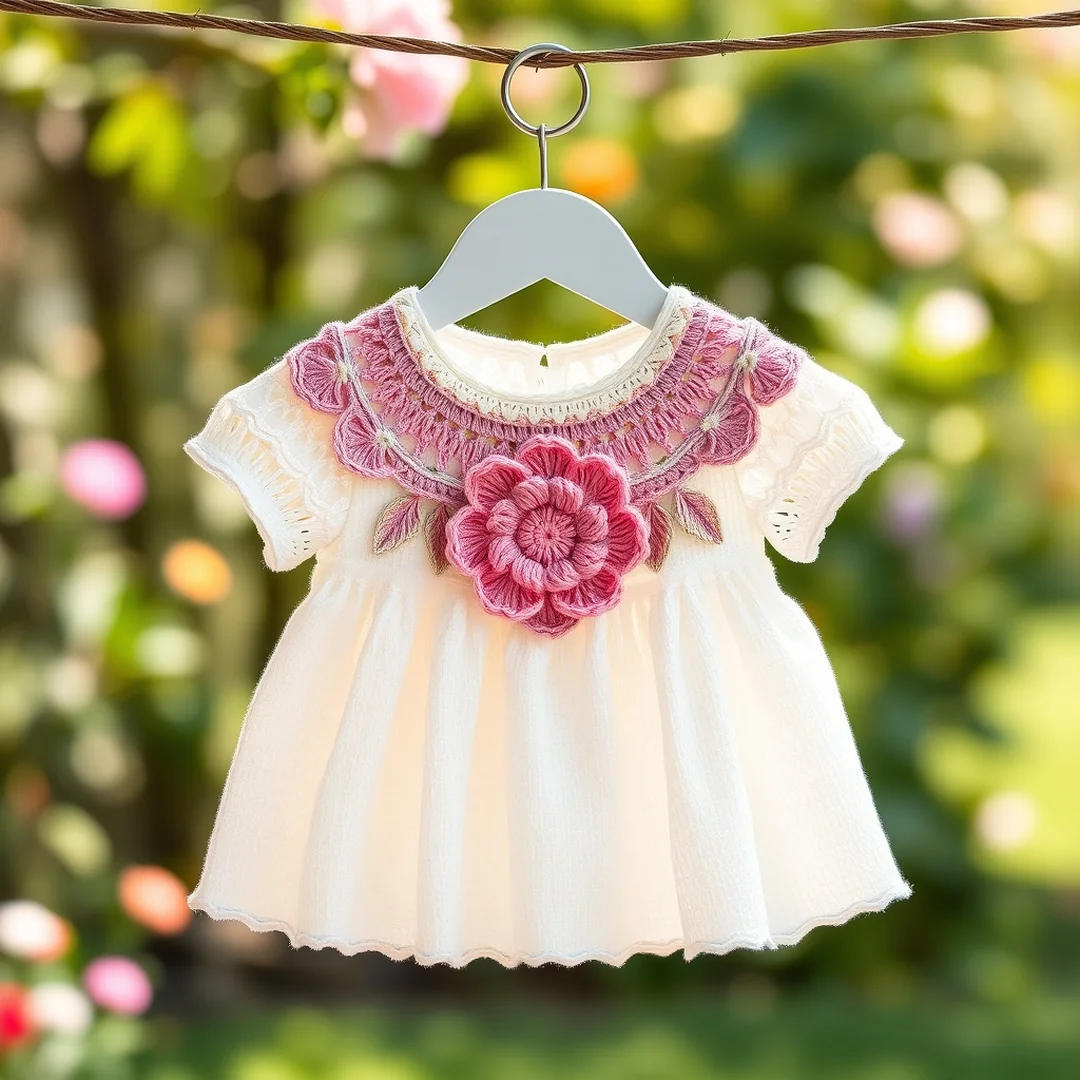 Floral Yoke Dress - 17 Crochet Infant Dress Patterns Soft Cute Easy Designs