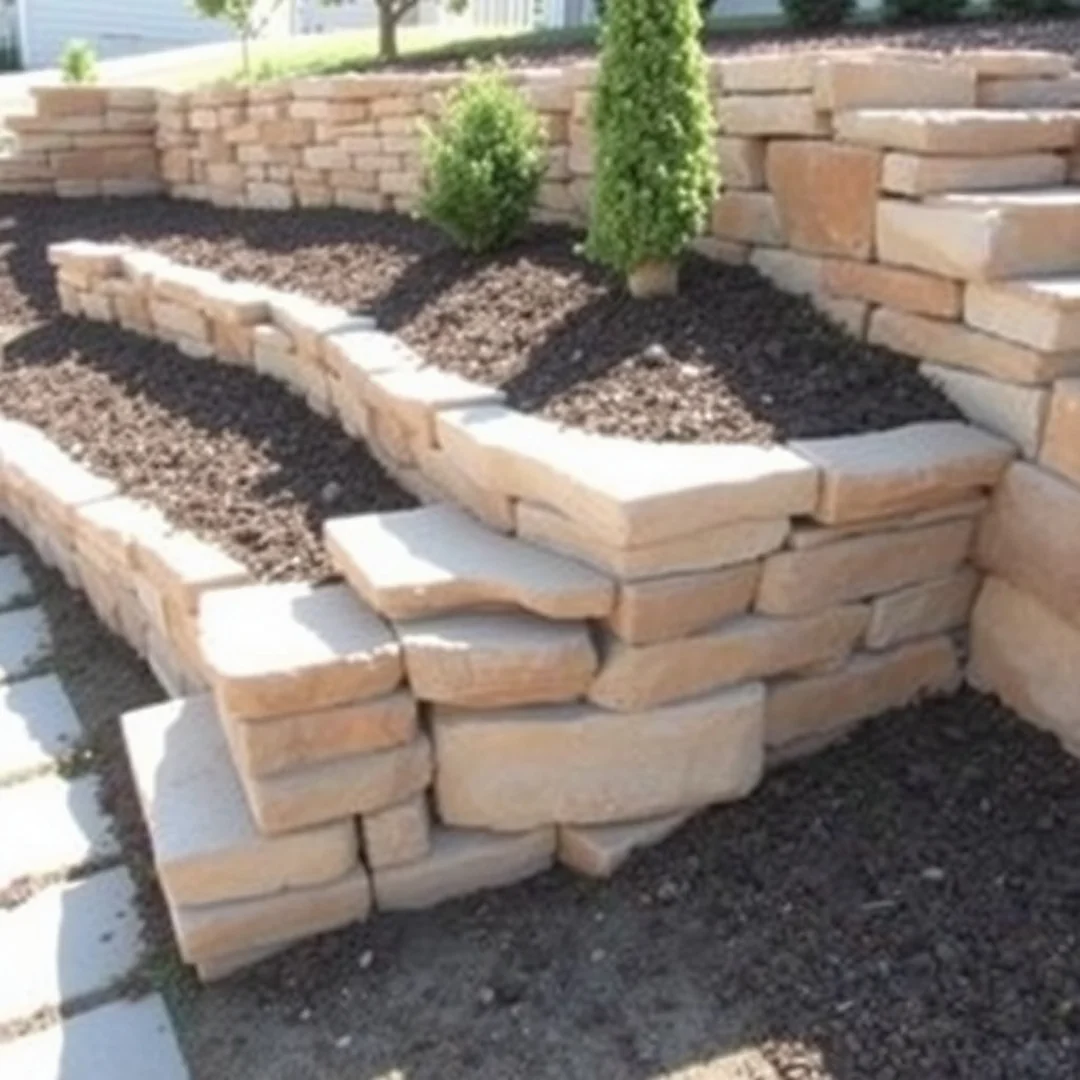 Tiered Stone Tiering - 17 DIY Flower Bed Border Ideas for Garden Edging Style
