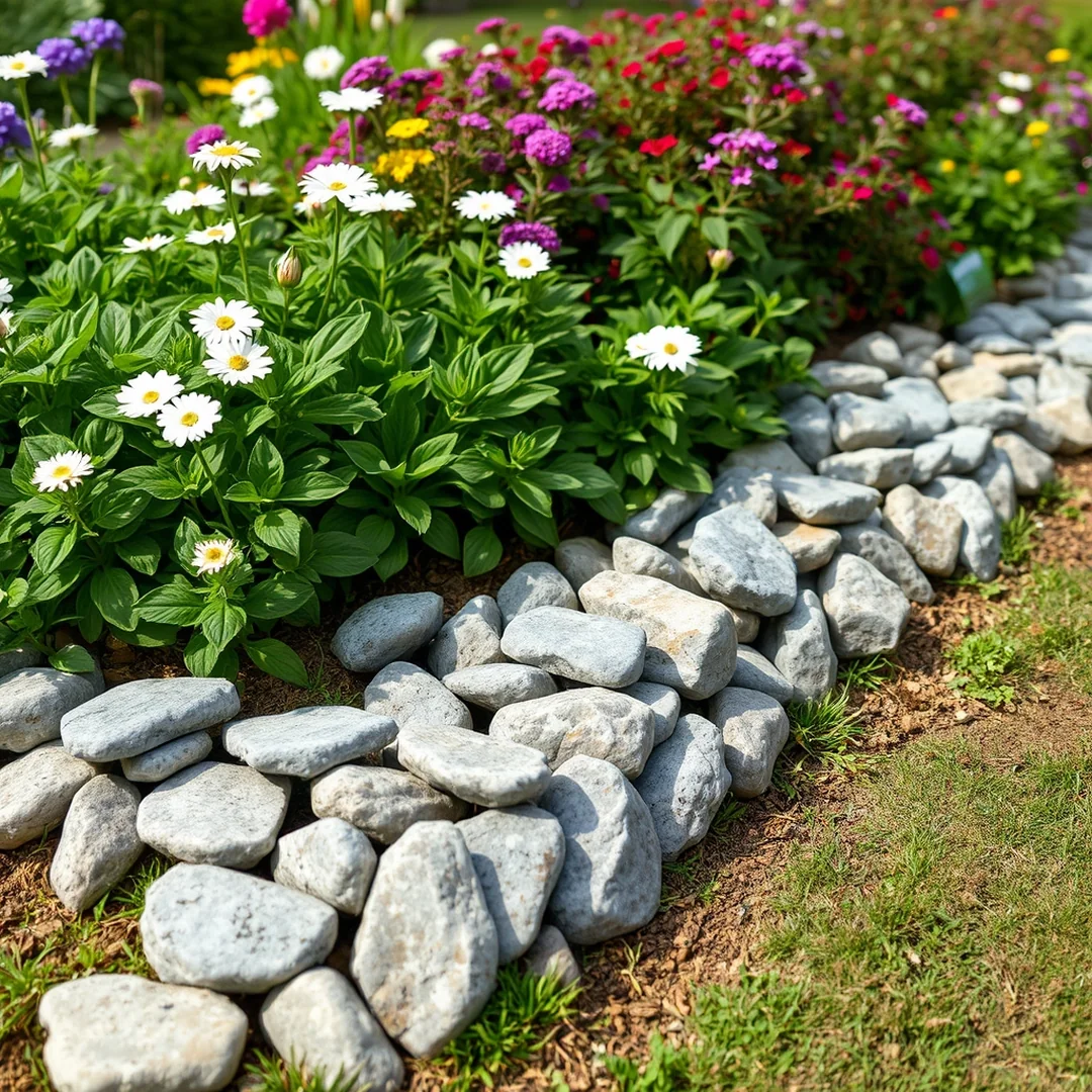River Rock Borders - 17 DIY Flower Bed Border Ideas for Garden Edging Style